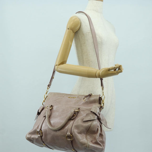 Miu Miu Matelasse Hand Bag Leather 2way Pink Gold Auth yk20248SAM
