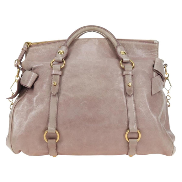 Miu Miu Matelasse Hand Bag Leather 2way Pink Gold Auth yk20248SAM