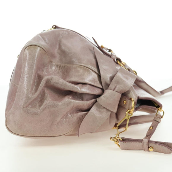 Miu Miu Matelasse Hand Bag Leather 2way Pink Gold Auth yk20248SAM