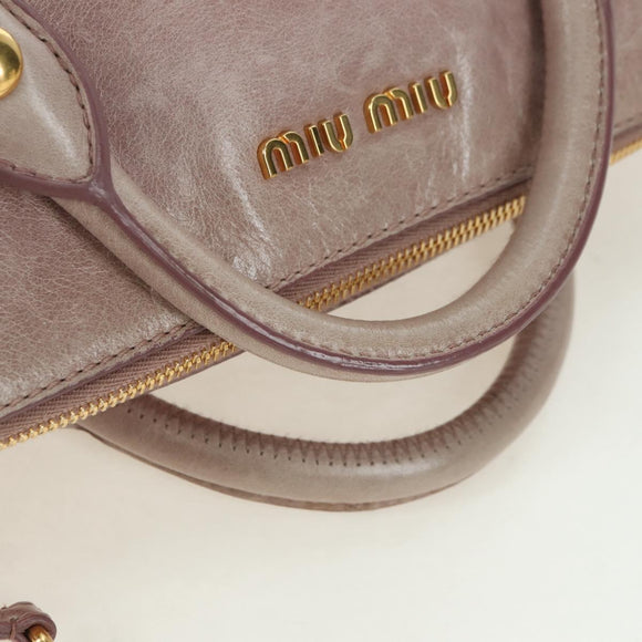 Miu Miu Matelasse Hand Bag Leather 2way Pink Gold Auth yk20248SAM