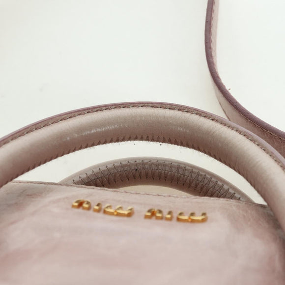 Miu Miu Matelasse Hand Bag Leather 2way Pink Gold Auth yk20248SAM