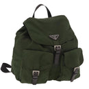 PRADA Backpack Nylon Khaki Silver Auth yk20253-1