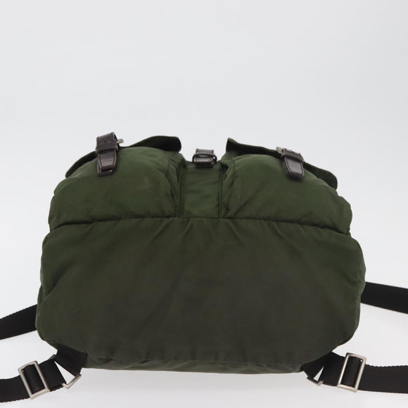 PRADA Backpack Nylon Khaki Silver Auth yk20253