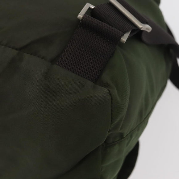 PRADA Backpack Nylon Khaki Silver Auth yk20253