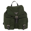 PRADA Backpack Nylon Khaki Silver Auth yk20253-13