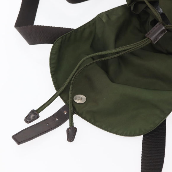 PRADA Backpack Nylon Khaki Silver Auth yk20253