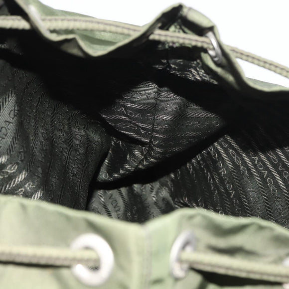 PRADA Backpack Nylon Khaki Silver Auth yk20253