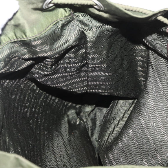 PRADA Backpack Nylon Khaki Silver Auth yk20253