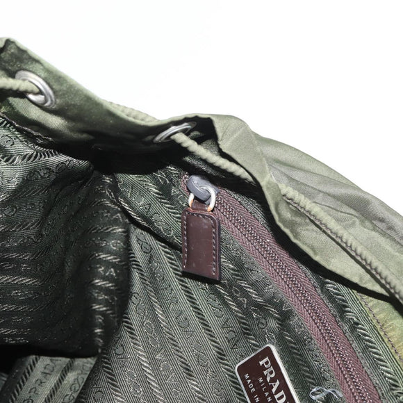 PRADA Backpack Nylon Khaki Silver Auth yk20253