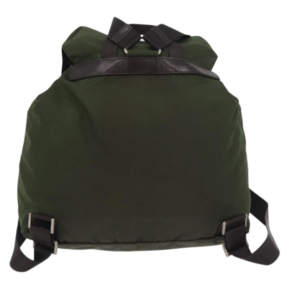 PRADA Backpack Nylon Khaki Silver Auth yk20253