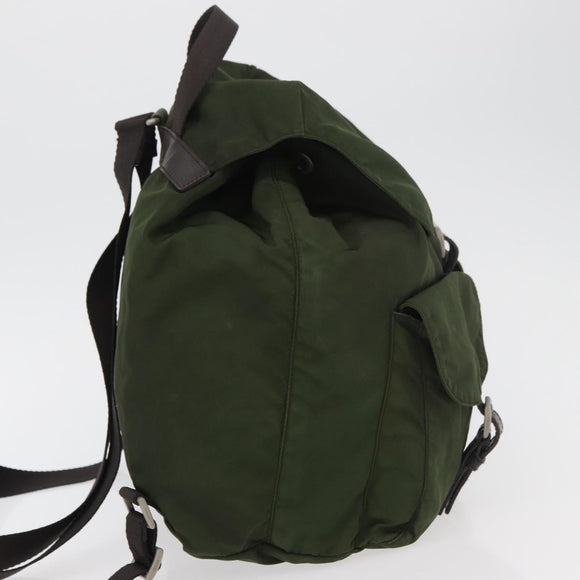 PRADA Backpack Nylon Khaki Silver Auth yk20253