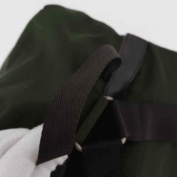 PRADA Backpack Nylon Khaki Silver Auth yk20253
