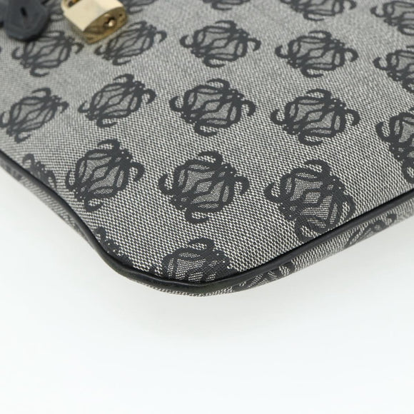 LOEWE Anagram Shoulder Bag PVC Leather Gray Gold Auth yk20256