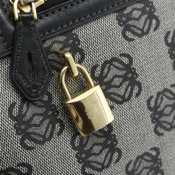 LOEWE Anagram Shoulder Bag PVC Leather Gray Gold Auth yk20256