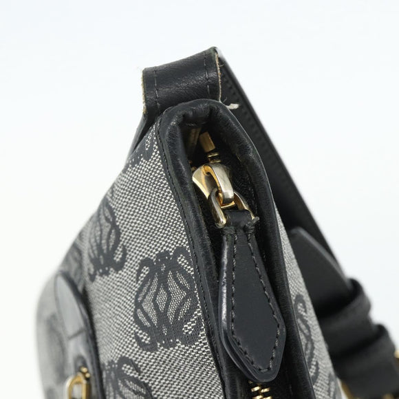 LOEWE Anagram Shoulder Bag PVC Leather Gray Gold Auth yk20256