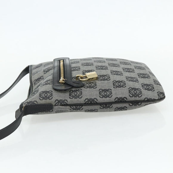 LOEWE Anagram Shoulder Bag PVC Leather Gray Gold Auth yk20256