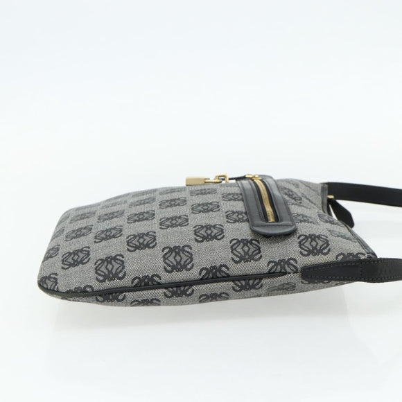 LOEWE Anagram Shoulder Bag PVC Leather Gray Gold Auth yk20256