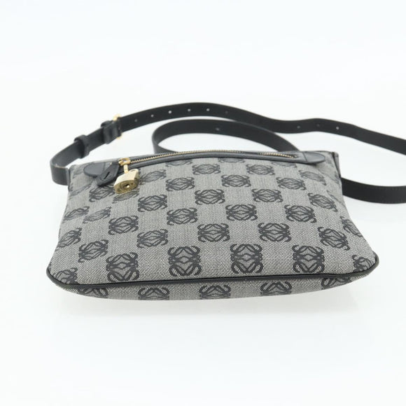 LOEWE Anagram Shoulder Bag PVC Leather Gray Gold Auth yk20256