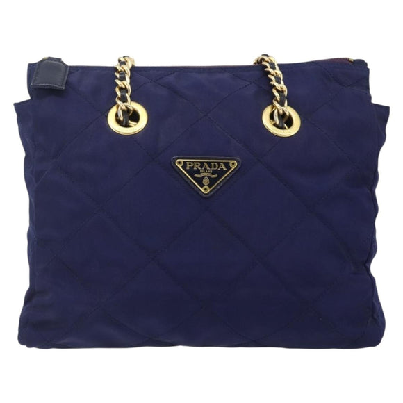 PRADA Chain Shoulder Bag Nylon Purple Gold Auth yk20261