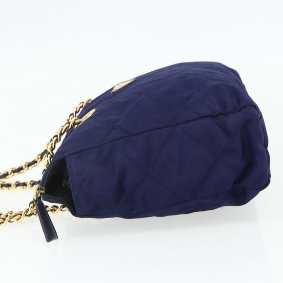 PRADA Chain Shoulder Bag Nylon Purple Gold Auth yk20261