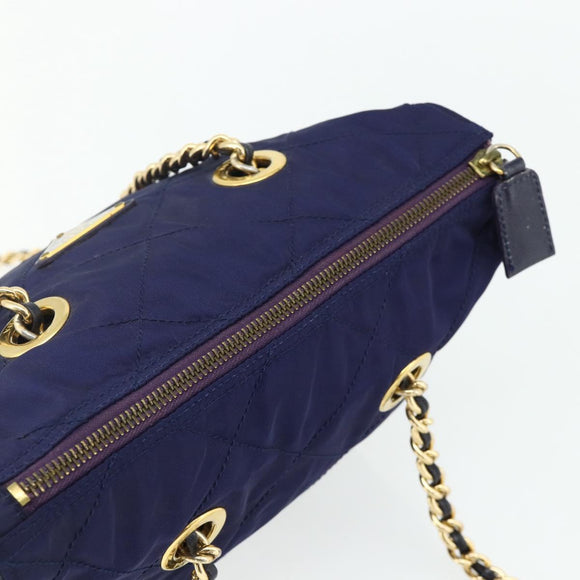 PRADA Chain Shoulder Bag Nylon Purple Gold Auth yk20261