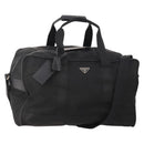 PRADA Boston Bag Nylon Black Silver Auth yk20263A-1