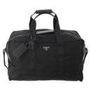 PRADA Boston Bag Nylon Black Silver Auth yk20263A-13