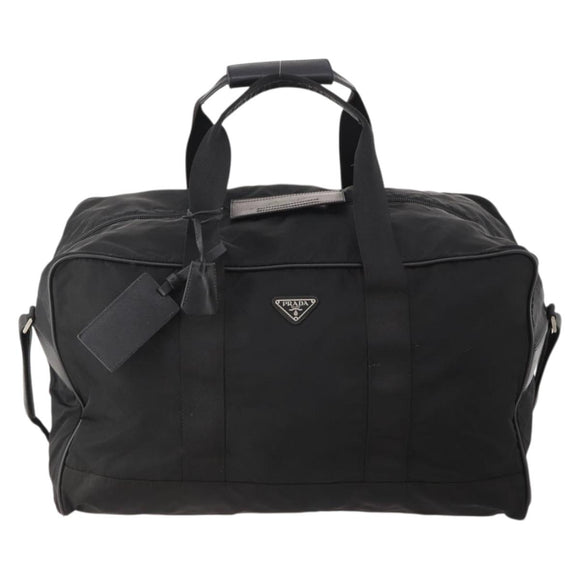 PRADA Boston Bag Nylon Black Silver Auth yk20263A