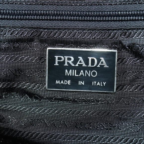 PRADA Boston Bag Nylon Black Silver Auth yk20263A