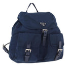 PRADA Backpack Nylon Navy Silver Auth yk20267-1