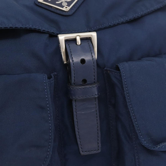 PRADA Backpack Nylon Navy Silver Auth yk20267
