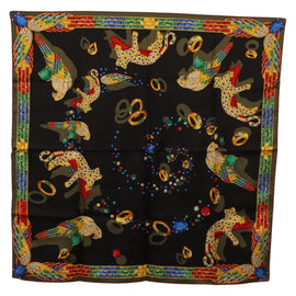 CARTIER Scarf Silk Black Auth yk20270A