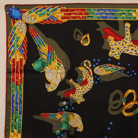 CARTIER Scarf Silk Black Auth yk20270A - 0