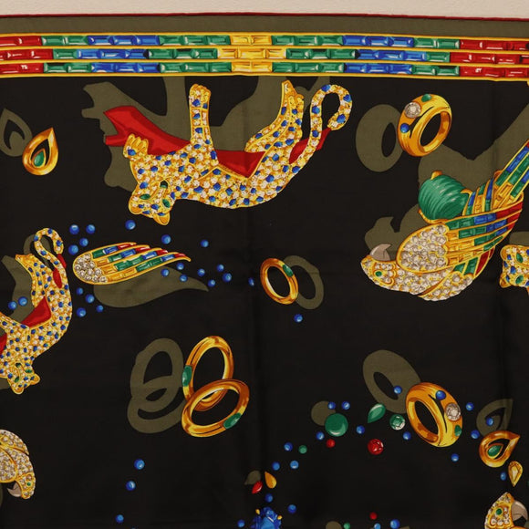 CARTIER Scarf Silk Black Auth yk20270A