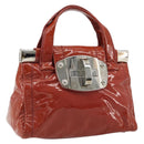 Miu Miu Hand Bag Patent leather Orange Silver Auth yk20273-1