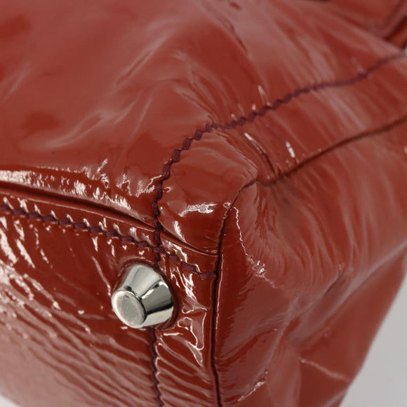 Miu Miu Hand Bag Patent leather Orange Silver Auth yk20273