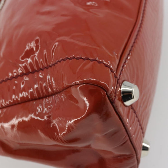 Miu Miu Hand Bag Patent leather Orange Silver Auth yk20273