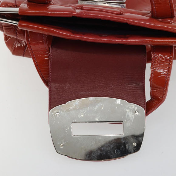 Miu Miu Hand Bag Patent leather Orange Silver Auth yk20273