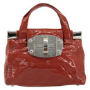 Miu Miu Hand Bag Patent leather Orange Silver Auth yk20273-13