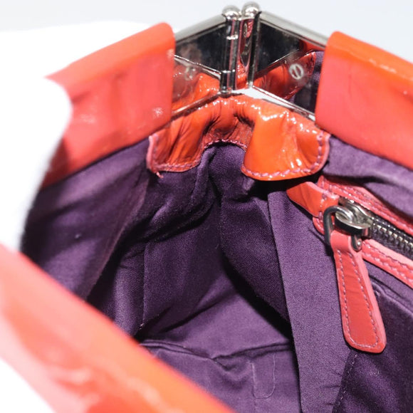 Miu Miu Hand Bag Patent leather Orange Silver Auth yk20273