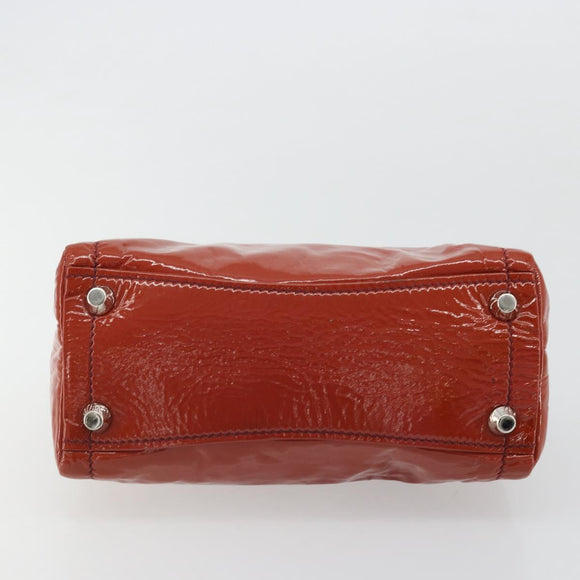 Miu Miu Hand Bag Patent leather Orange Silver Auth yk20273