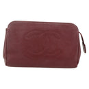 CHANEL Pouch Caviar Leder Bordeaux Gold CC Auth yk20274-13