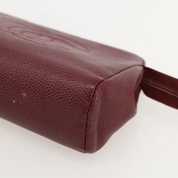 CHANEL Pouch Caviar Leder Bordeaux Gold CC Auth yk20274