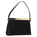 GUCCI Hand Bag Suede Black Gold 001 2058 1928 0 Auth yk20276-1
