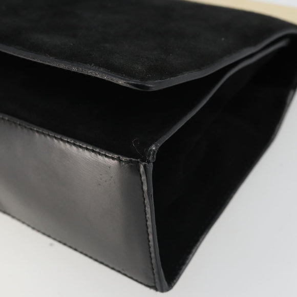 GUCCI Hand Bag Suede Black Gold 001 2058 1928 0 Auth yk20276