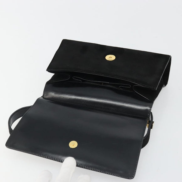 GUCCI Hand Bag Suede Black Gold 001 2058 1928 0 Auth yk20276