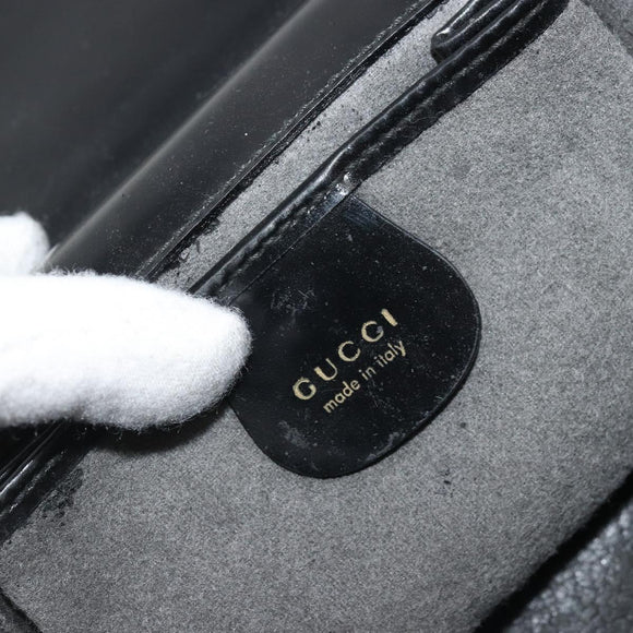 GUCCI Hand Bag Suede Black Gold 001 2058 1928 0 Auth yk20276