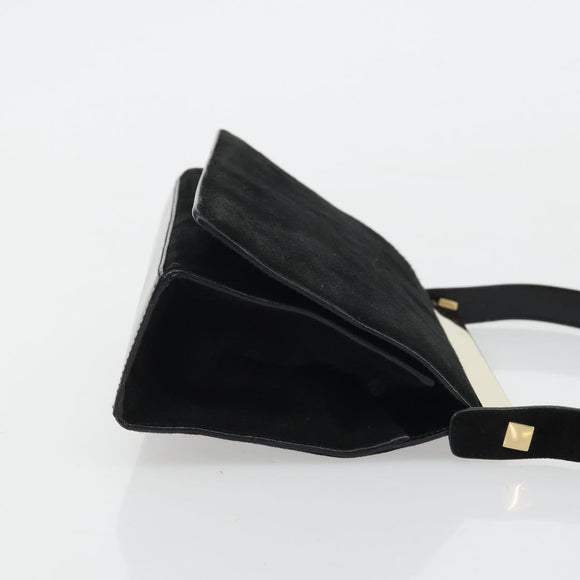 GUCCI Hand Bag Suede Black Gold 001 2058 1928 0 Auth yk20276