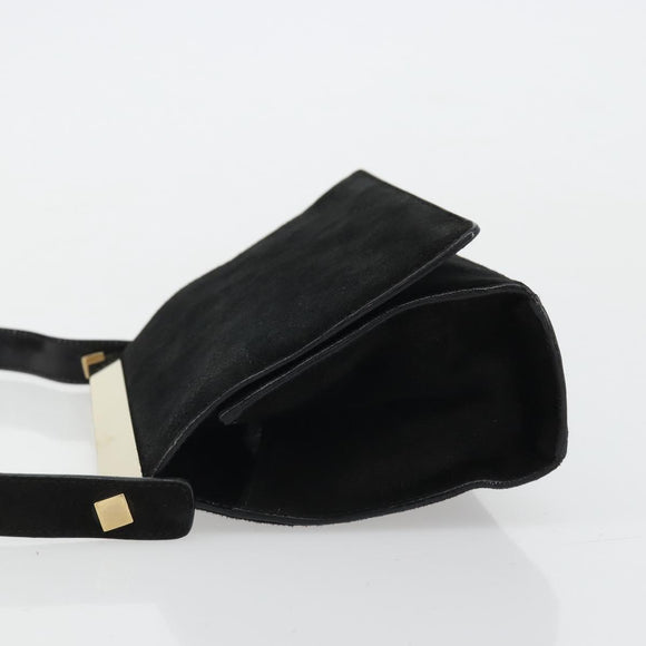 GUCCI Hand Bag Suede Black Gold 001 2058 1928 0 Auth yk20276