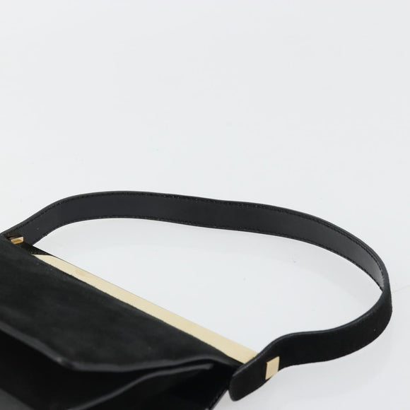 GUCCI Hand Bag Suede Black Gold 001 2058 1928 0 Auth yk20276